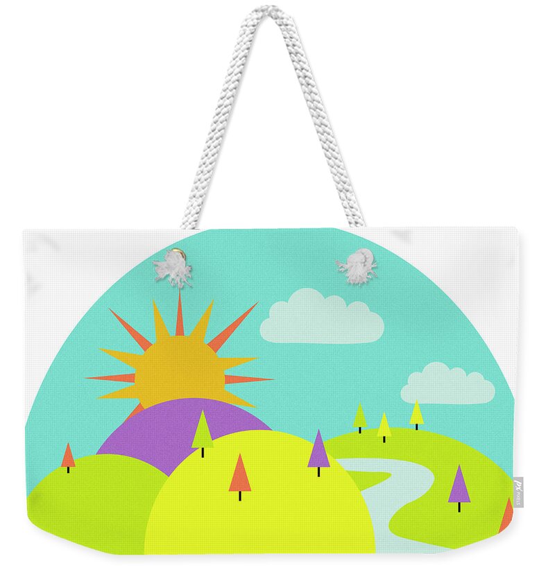 Attractive Weekender Tote Bag featuring the photograph Winding Path In Rolling Landscape by Ikon Ikon Images