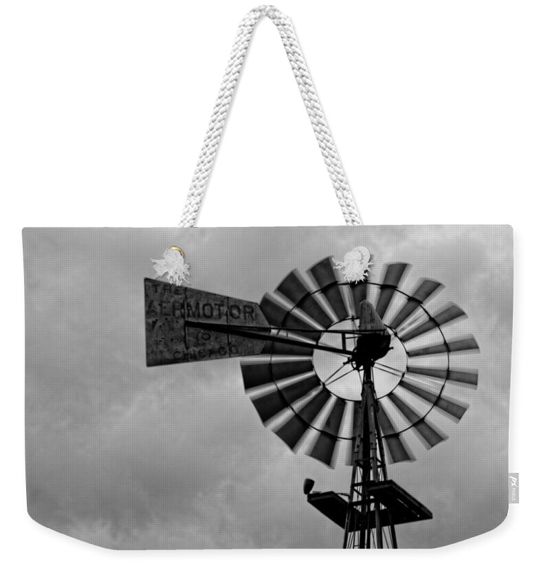 Windmill Weekender Tote Bag featuring the photograph Windmill Black and White by Jonathan Davison