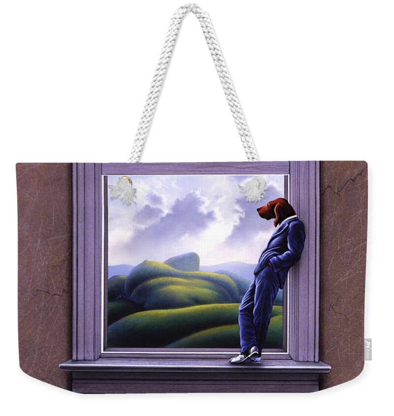 Surreal Weekender Tote Bag featuring the painting Window of Dreams by Jerry LoFaro