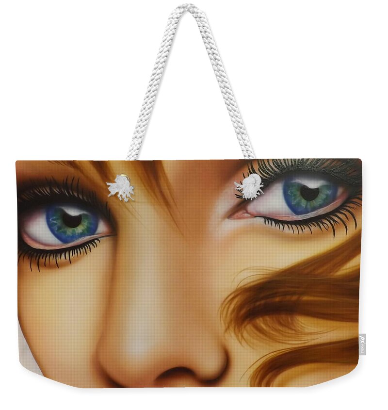 Portrait Weekender Tote Bag featuring the painting Window to the Soul by Darren Robinson