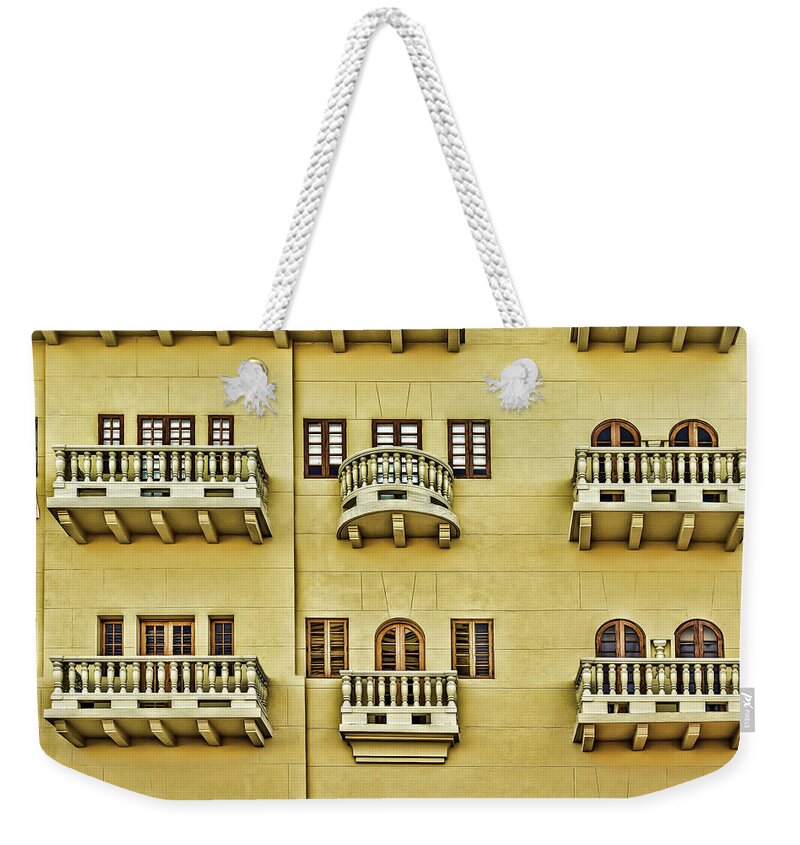 Architeture Weekender Tote Bag featuring the photograph Windows and Balconies by Maria Coulson