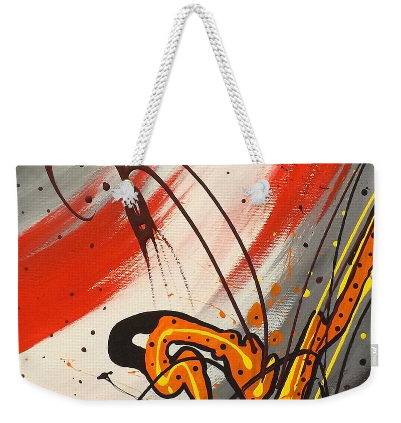 Windsurfer Weekender Tote Bag featuring the painting Windsurfer Center by Darren Robinson