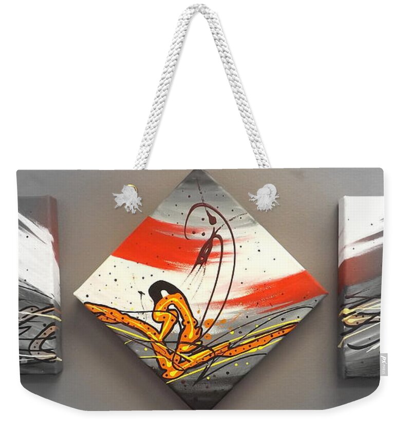 Windsurfer Weekender Tote Bag featuring the painting Windsurfer Spotlighted by Darren Robinson