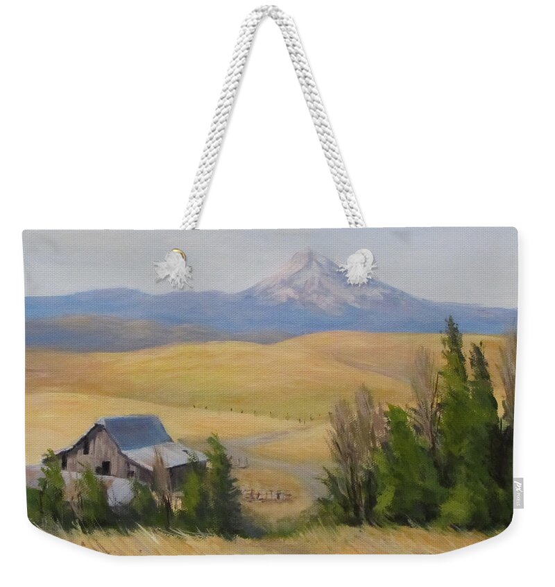 Mountain Weekender Tote Bag featuring the painting Windswept by Karen Ilari