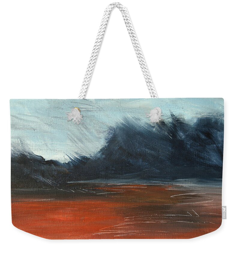 Beach Weekender Tote Bag featuring the painting Windy Beach by Jani Freimann