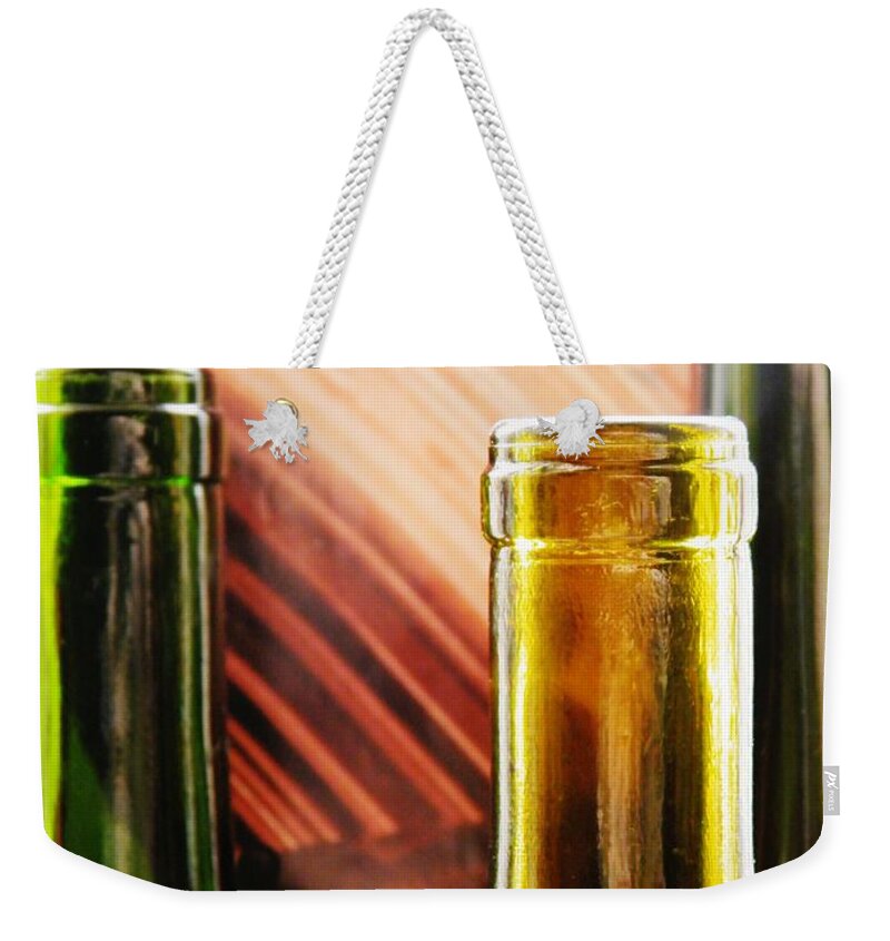 Wine Bottles 2 Weekender Tote Bag featuring the photograph Wine Bottles 2 by Sarah Loft