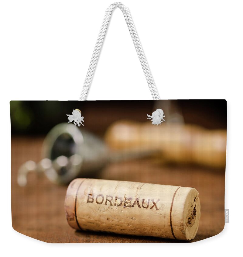 Corkscrew Weekender Tote Bag featuring the photograph Wine Cork From Bordeaux France by 1morecreative