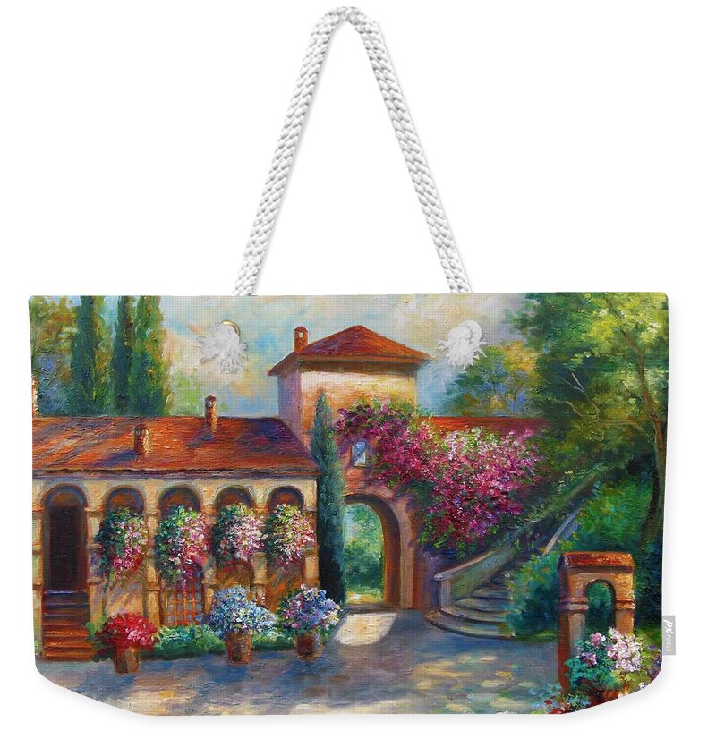 Art Work Weekender Tote Bag featuring the painting Winery in Tuscany by Regina Femrite
