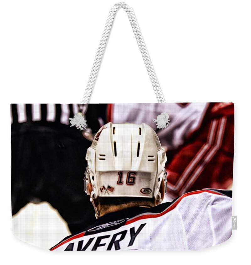 Hockey Weekender Tote Bag featuring the photograph Winger by Karol Livote