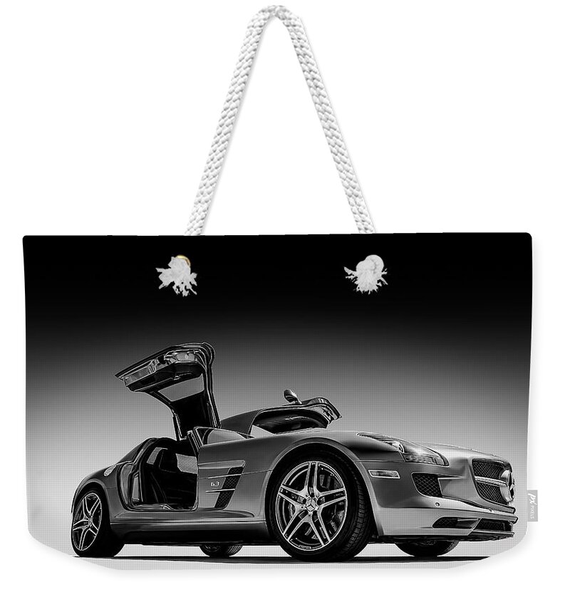 Mercedes Weekender Tote Bag featuring the digital art Mercedes-Benz SLS AMG by Douglas Pittman