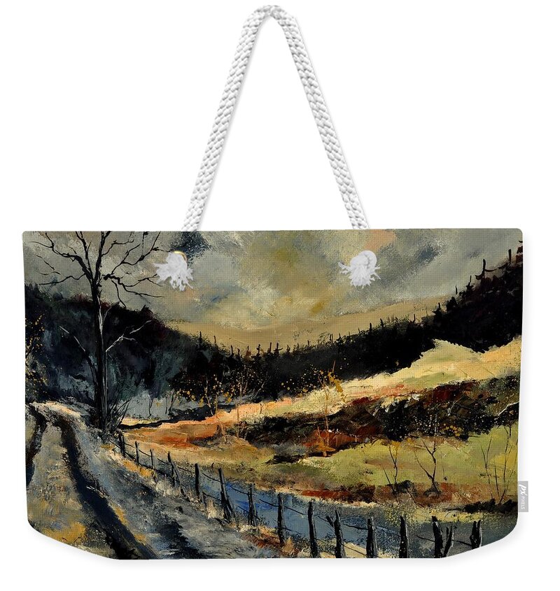 Landscape Weekender Tote Bag featuring the painting Winter 563110 by Pol Ledent