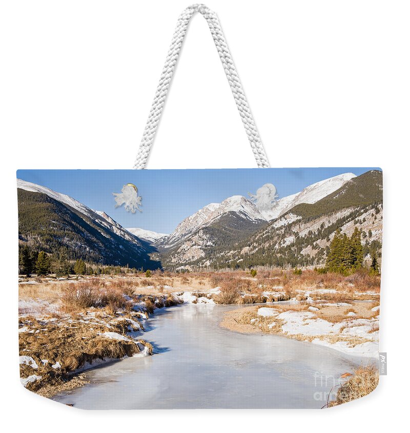 Colorado Weekender Tote Bag featuring the photograph Winter at Horseshoe Park in Rocky Mountain National Park by Fred Stearns