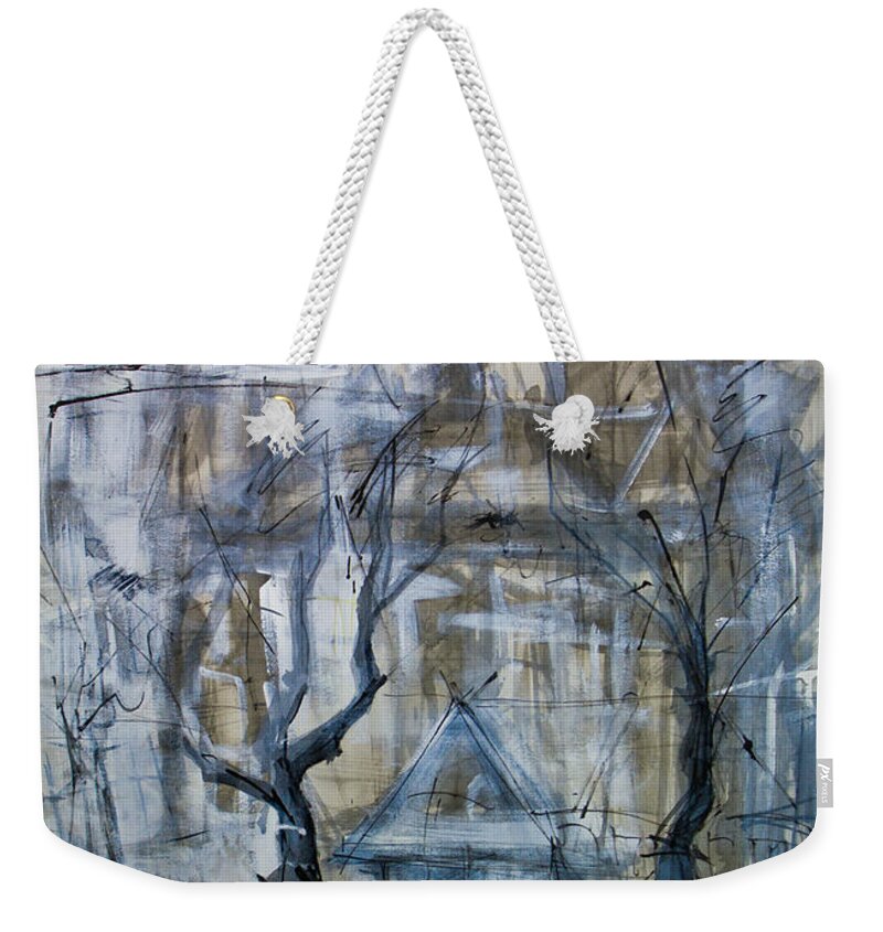 Cityscape Weekender Tote Bag featuring the painting Winter City by Maxim Komissarchik