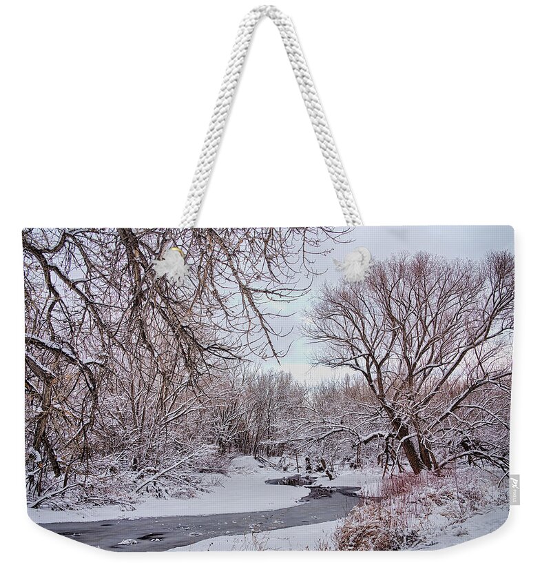 Winter Weekender Tote Bag featuring the photograph Winter Creek by James BO Insogna