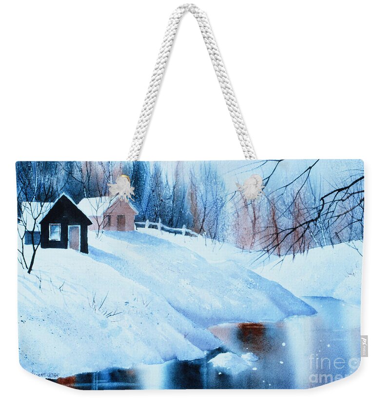 Winter Deep Weekender Tote Bag featuring the painting Winter Deep by Teresa Ascone