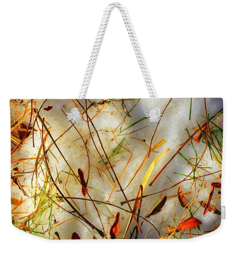 Abstract Weekender Tote Bag featuring the photograph Winter Design by Marcia Lee Jones