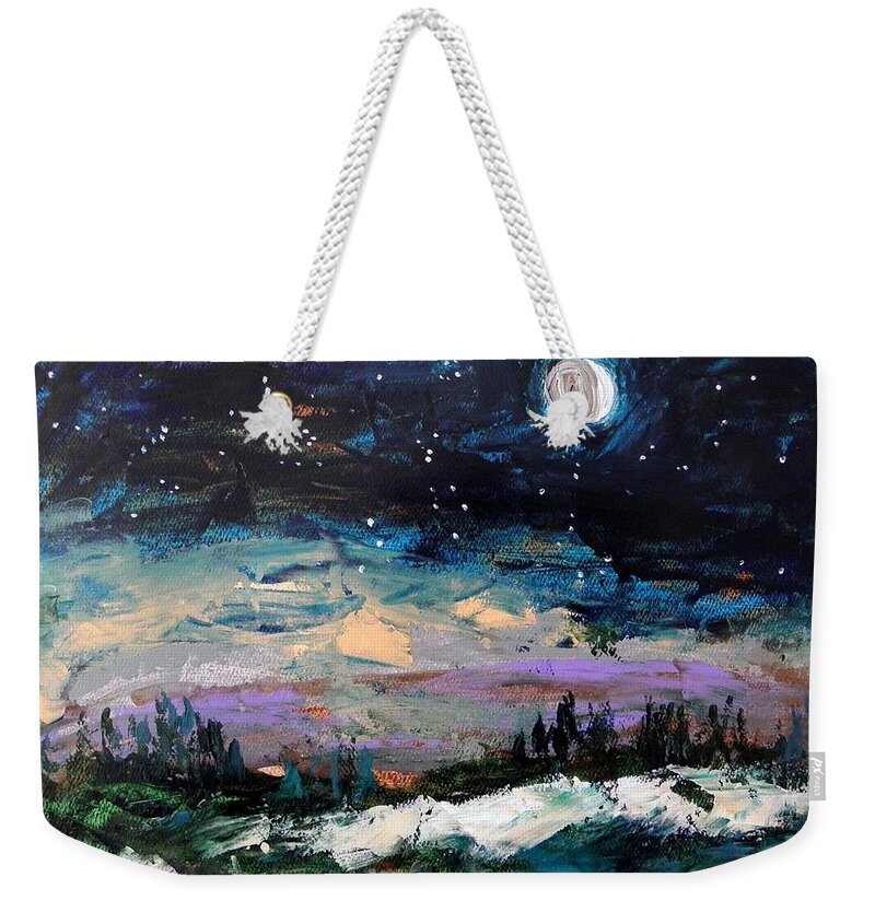 Moon Weekender Tote Bag featuring the painting Winter Eclipse by John Williams