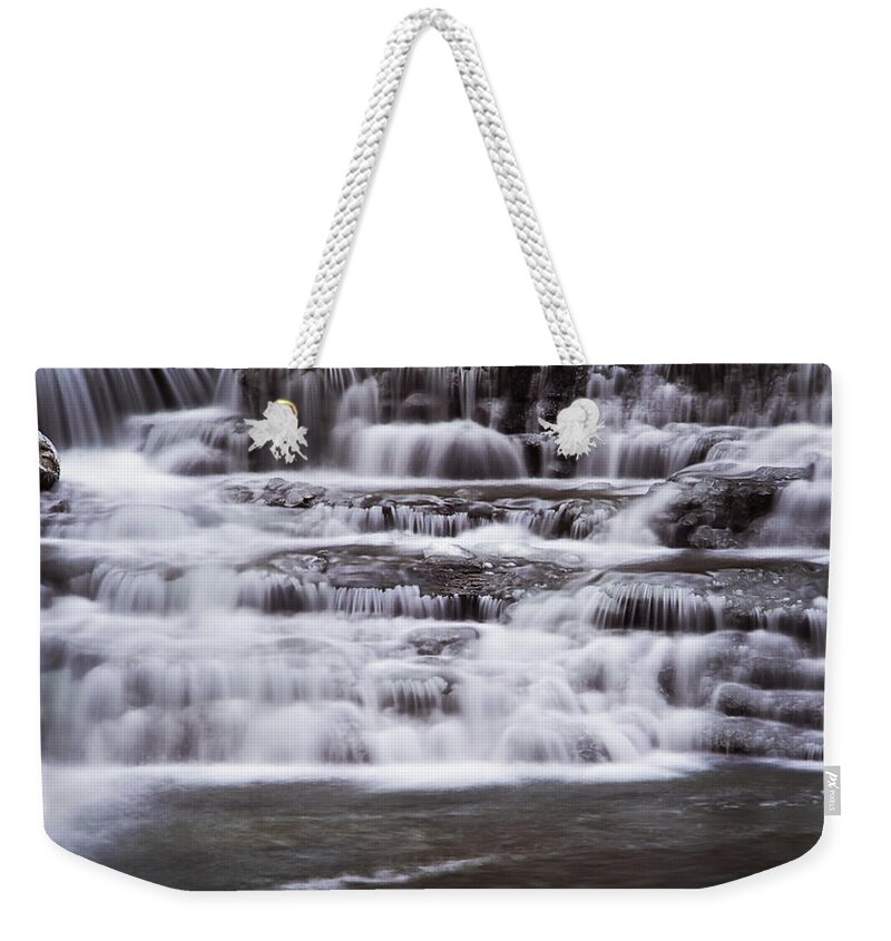 Waterfall Weekender Tote Bag featuring the photograph Winter Fall by Melissa Petrey