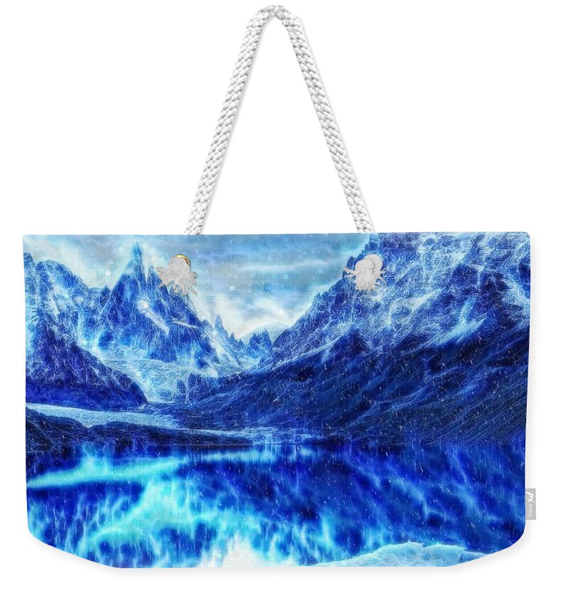 Winter Is Coming Weekender Tote Bag featuring the digital art Winter is Coming - Game of Thrones landscape by Lilia D