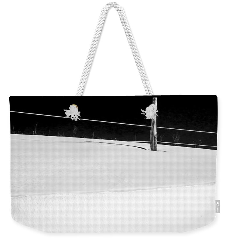 Black Weekender Tote Bag featuring the photograph Winter Minimalism Black and White by Edward Fielding