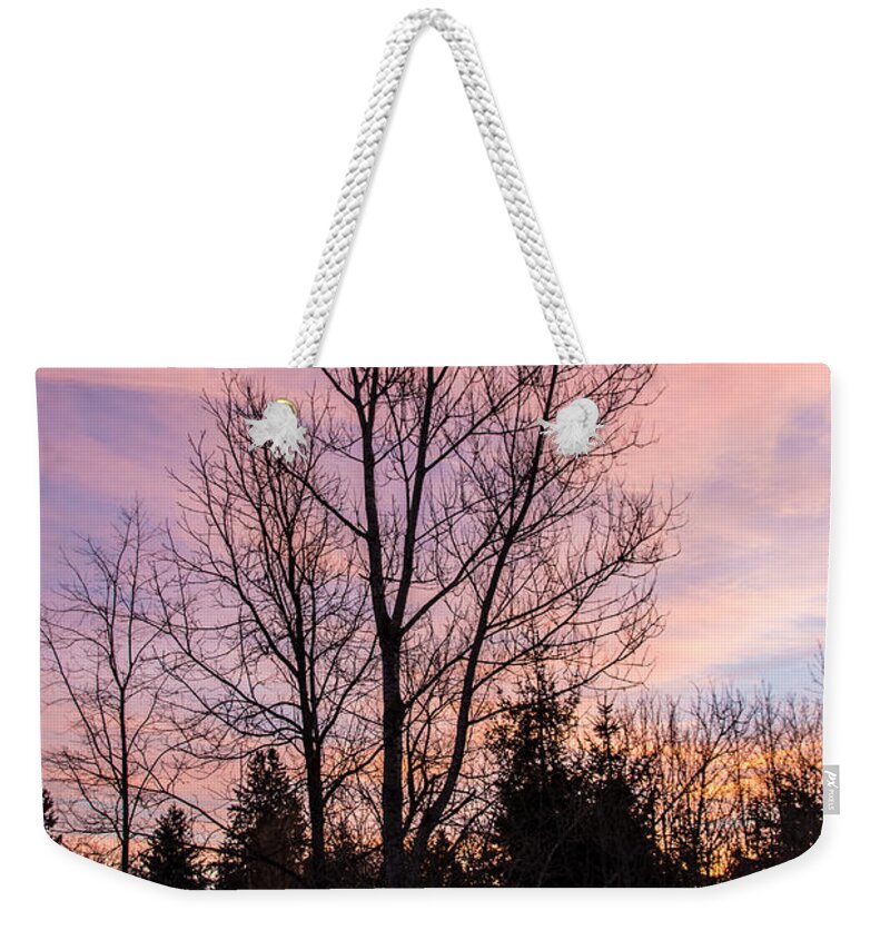 Winter Weekender Tote Bag featuring the photograph Winter Morning Sky by Cheryl Baxter