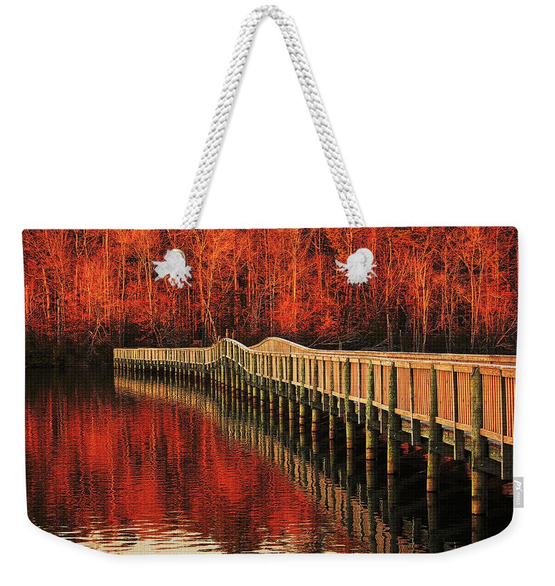 Bridge Weekender Tote Bag featuring the photograph Winter Reds by Ola Allen