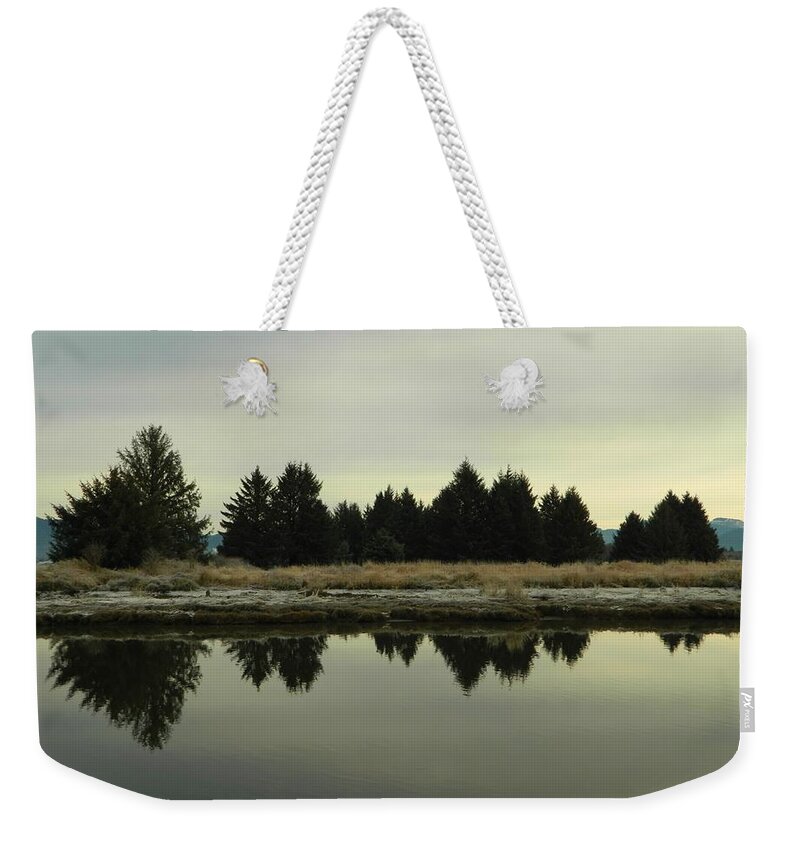 Landscape Weekender Tote Bag featuring the photograph Winter River 7 by Gallery Of Hope 