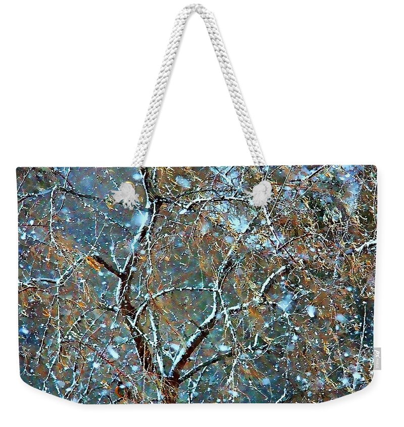 Season Weekender Tote Bag featuring the photograph Winter Robin by Kathy Bassett