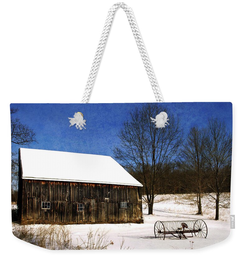 Winter Weekender Tote Bag featuring the photograph Winter Scenic Farm by Christina Rollo