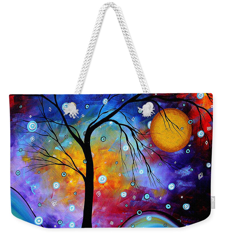 Abstract Weekender Tote Bag featuring the painting WINTER SPARKLE Original MADART Painting by Megan Duncanson