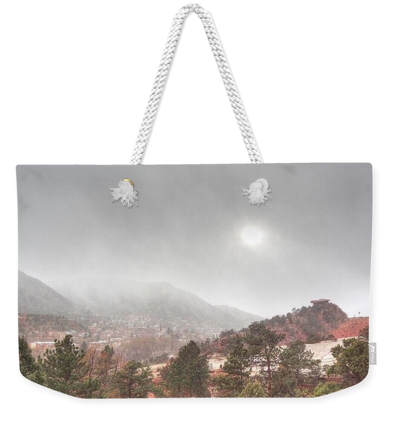 Winter Storm Weekender Tote Bag featuring the photograph Winter Storm in Summer with Sun by Lanita Williams