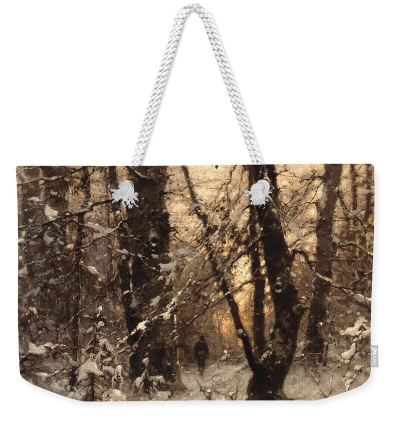 Winter Weekender Tote Bag featuring the painting Winter Twilight by Ludwig Munthe