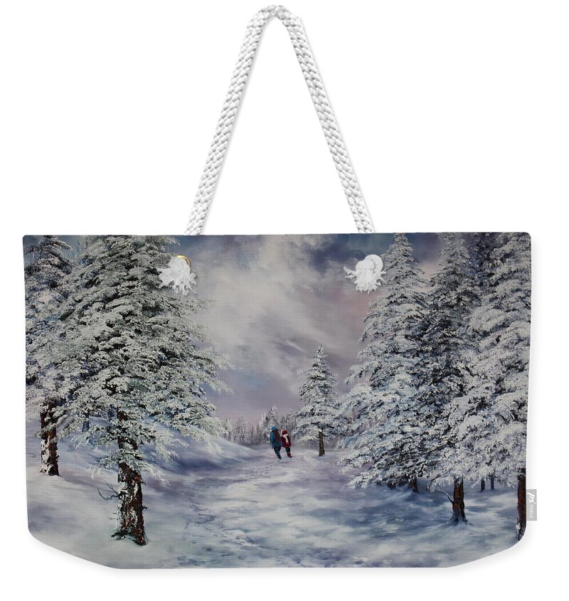 Cannock Chase Weekender Tote Bag featuring the painting Winter Walk on Cannock Chase by Jean Walker