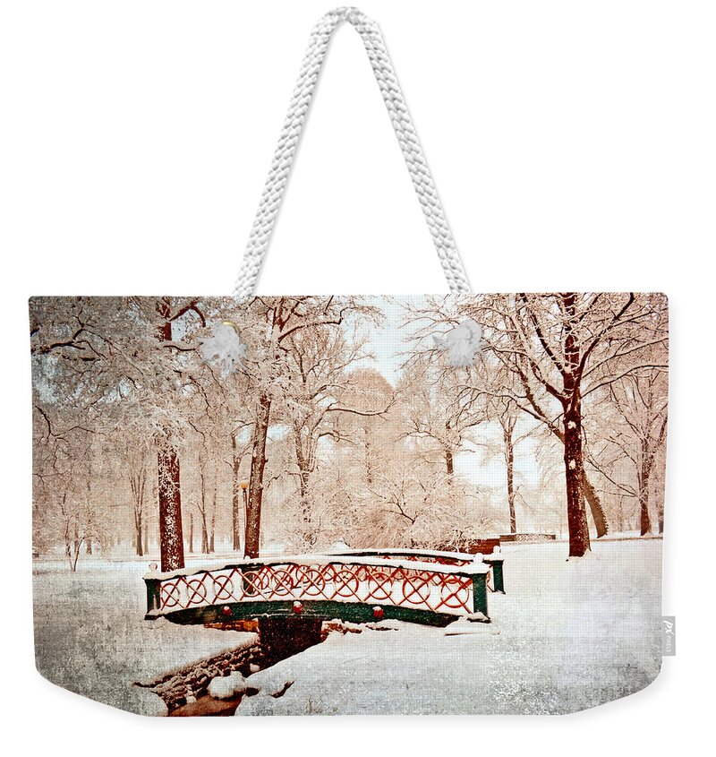 Bridge Weekender Tote Bag featuring the photograph Winter's Bridge by Marty Koch