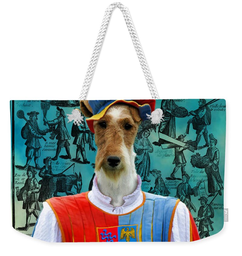 Fox Terrier Weekender Tote Bag featuring the painting Wire Fox Terrier Art Canvas Print by Sandra Sij