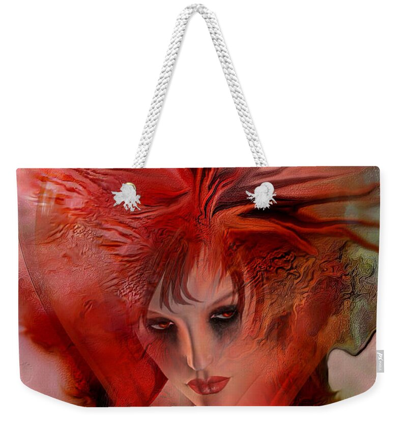 Fantasy Weekender Tote Bag featuring the mixed media Within A Glass Heart by Carol Cavalaris