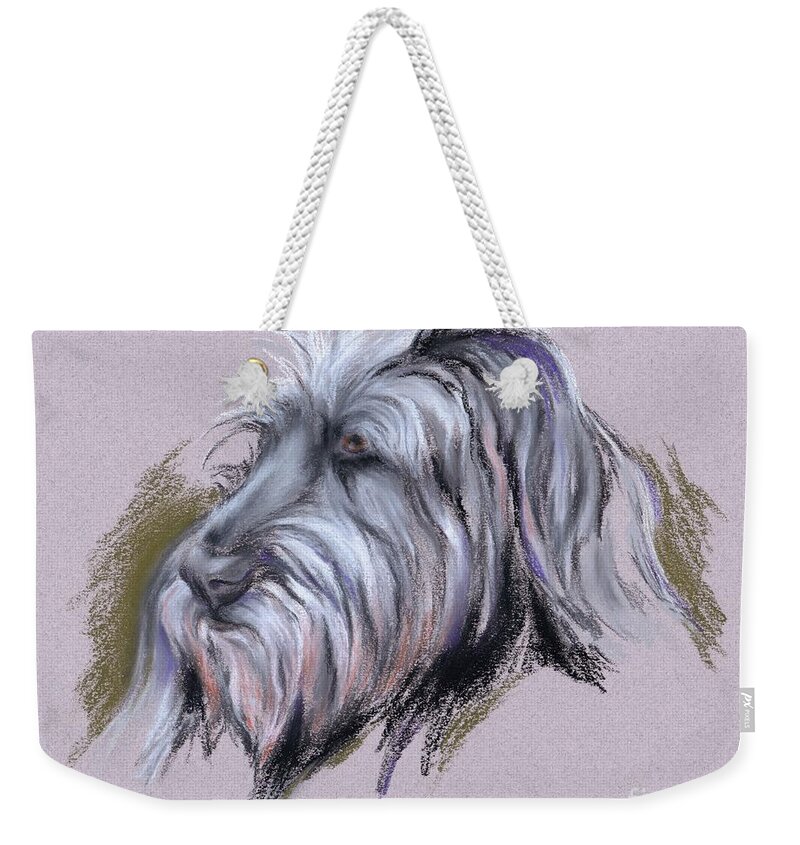 Dog Weekender Tote Bag featuring the pastel Wolfhound Portrait by MM Anderson