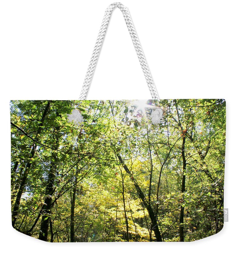 Woods Weekender Tote Bag featuring the photograph Wooded Sunshine by Inspired Arts