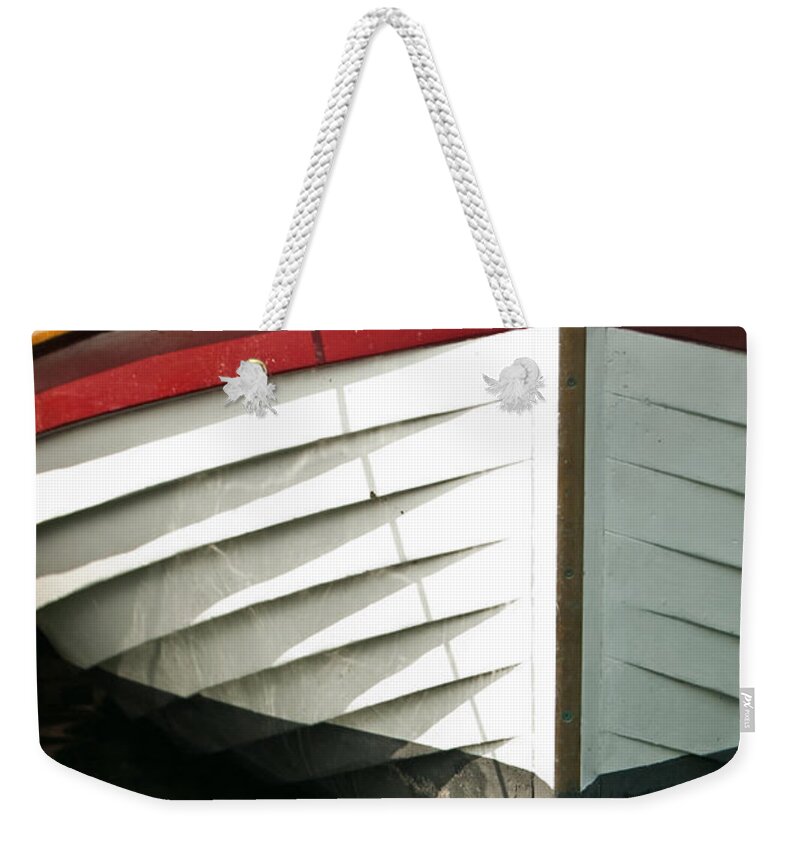 Rowboat Weekender Tote Bag featuring the photograph Wooden Boat Abstract by Jani Freimann