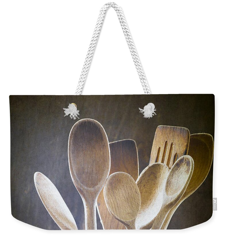 Wood Weekender Tote Bag featuring the photograph Wooden Spoons by Jan Bickerton