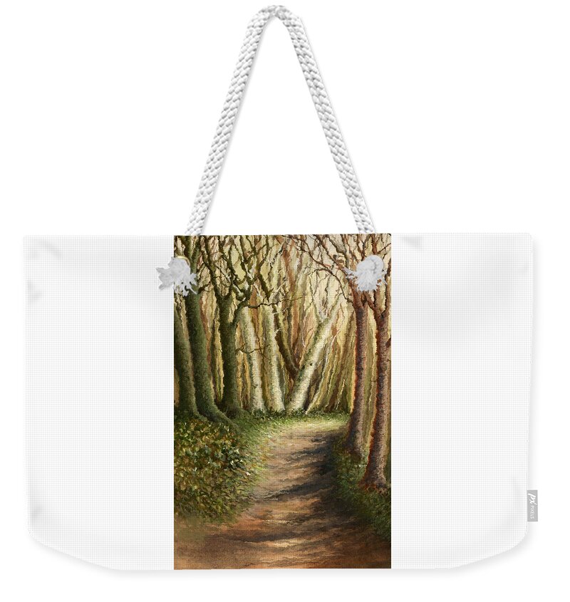 Woodland Weekender Tote Bag featuring the painting Woodland Walk by Deborah Runham