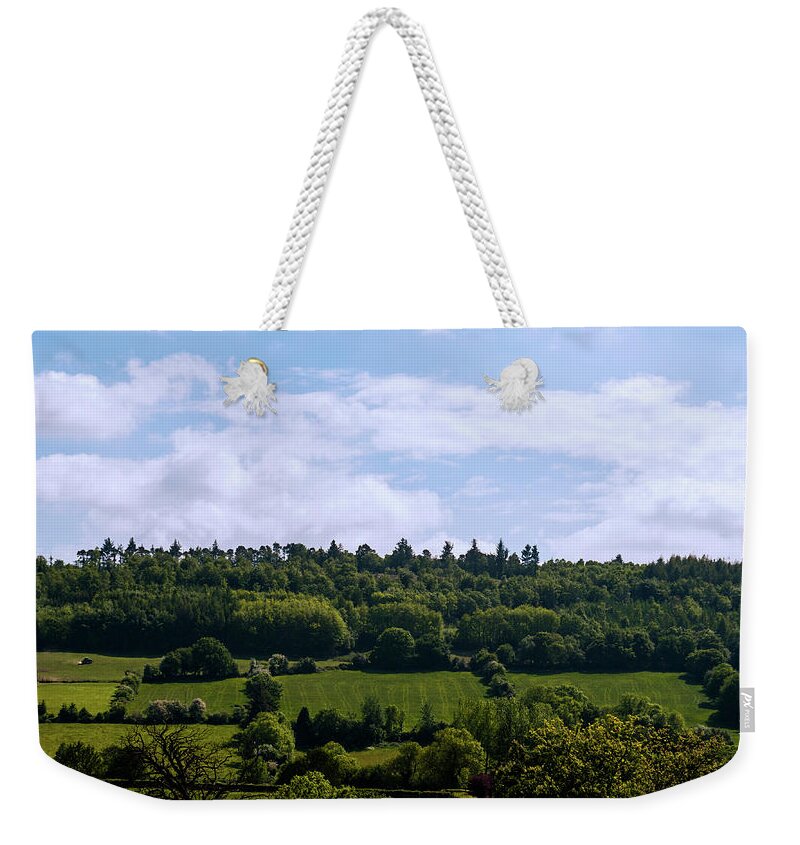 Tranquility Weekender Tote Bag featuring the photograph Woodlands, Hillside, Valley, Patchwork by Leverstock
