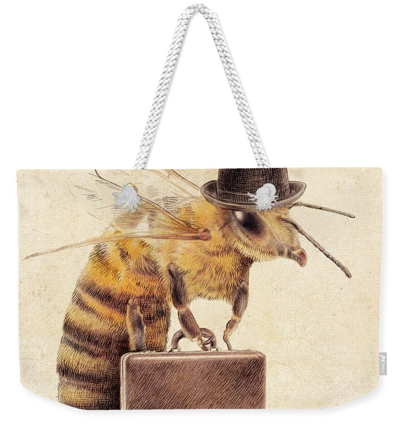 Bee Weekender Tote Bag featuring the drawing Worker Bee by Eric Fan