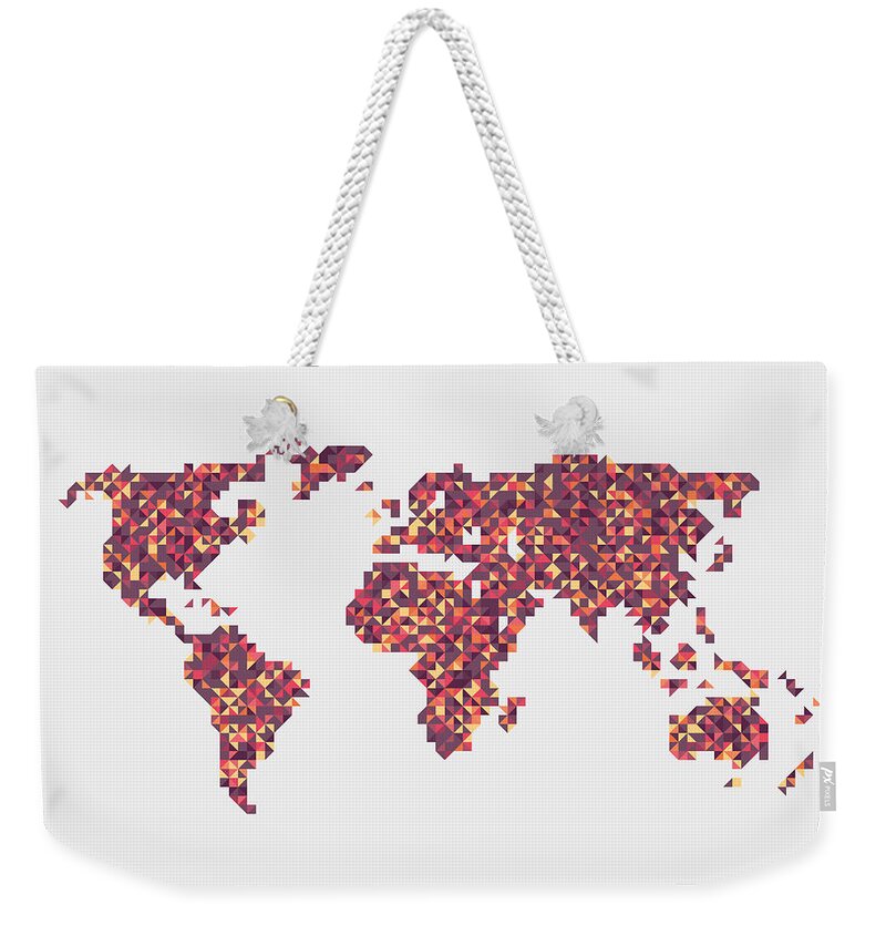 Map Weekender Tote Bag featuring the digital art World Map by Mike Taylor