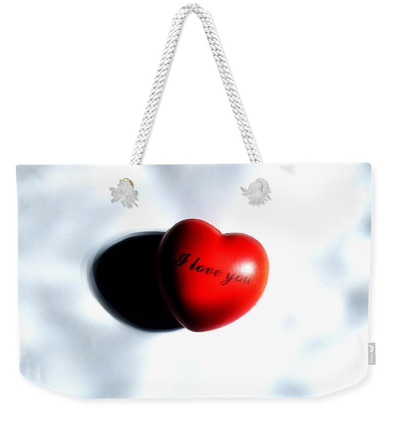 Wounded Weekender Tote Bag featuring the photograph I love you by Ingrid Van Amsterdam