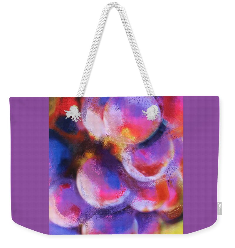 Grapes Weekender Tote Bag featuring the painting Wrath of Grapes by Deborah Boyd