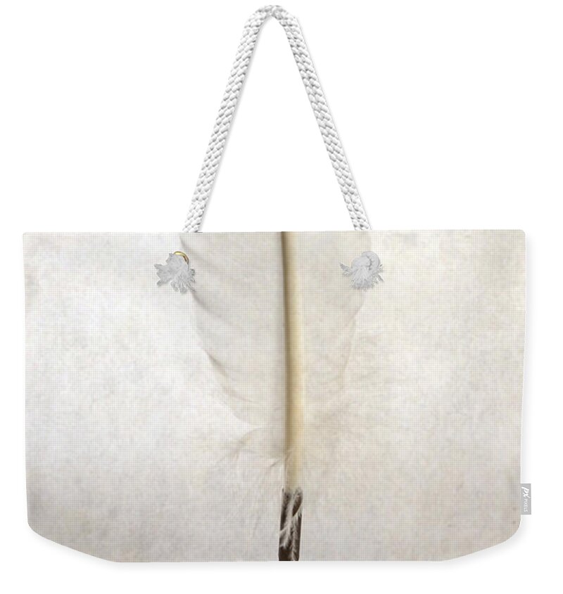 Feather Weekender Tote Bag featuring the photograph Writing With Blood by Joana Kruse