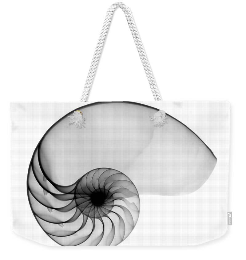 Radiograph Weekender Tote Bag featuring the photograph X-ray Of Nautilus by Bert Myers