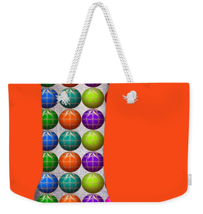 Christmas Weekender Tote Bag featuring the digital art Xmas Kinky Orange by Deborah Runham