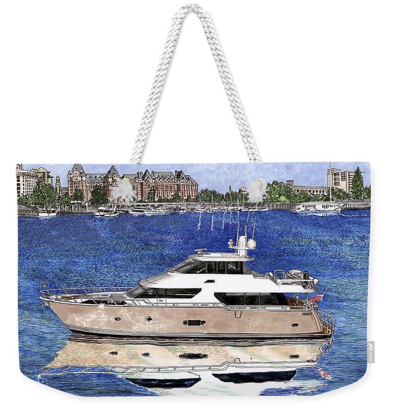 Yacht Art Weekender Tote Bag featuring the painting Yachting Victoria BC by Jack Pumphrey
